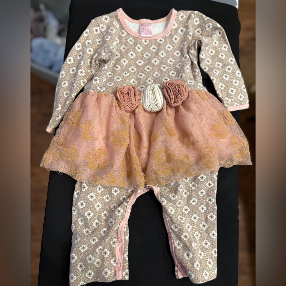 Floral Baby Romper with Tulle Skirt